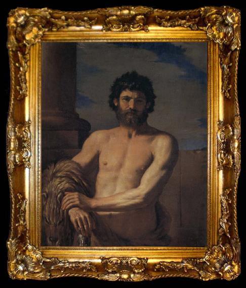 framed  Giovanni Francesco Barbieri Called Il Guercino Hercules bust, ta009-2
